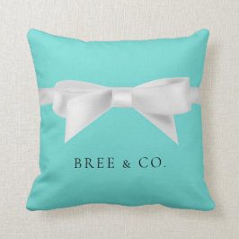 Cojín Decorativo Audrey Verde Teal Lazo Glam Moderna