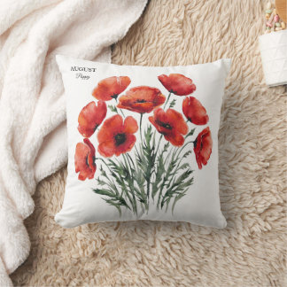 Cojín Decorativo August Poppy Bloom - Regalo de cumpleaños personal