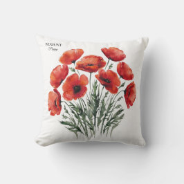 Cojín Decorativo August Poppy Bloom - Regalo de cumpleaños personal