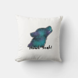 Cojín Decorativo ¡Aúlla Sí! Lobo Silueta Galaxia Espacial