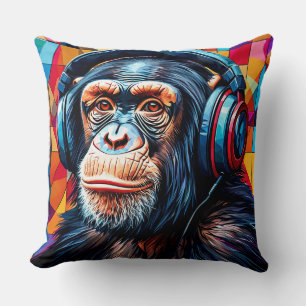 Cojín Decorativo 🐒 Auriculares de Chimpancé Relajantes para el Hog