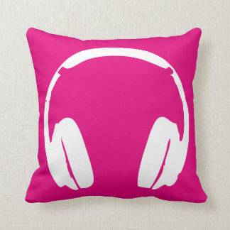 Cojín Decorativo Auriculares de música (blanco/rosa)
