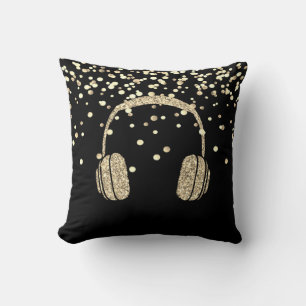 Cojín Decorativo Auriculares elegantes con brillo dorado,Confeti,Ne