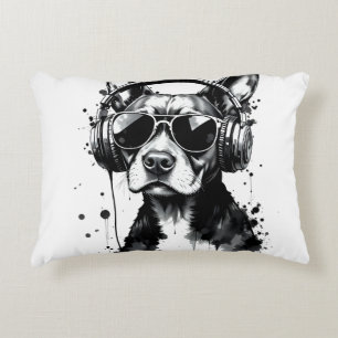 Cojín Decorativo Auriculares Guay Dog Mascotas cortos Tinta blanca