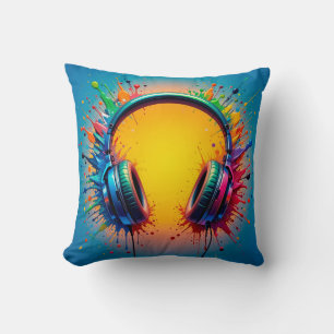 Cojín Decorativo Auriculares Vibrantes Contra Salpicaduras de Color