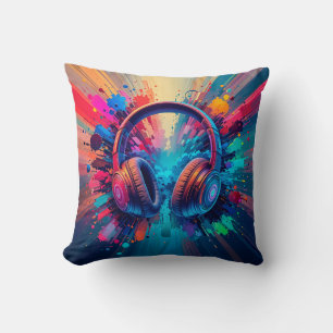 Cojín Decorativo Auriculares Vibrantes Contra Salpicaduras de Color
