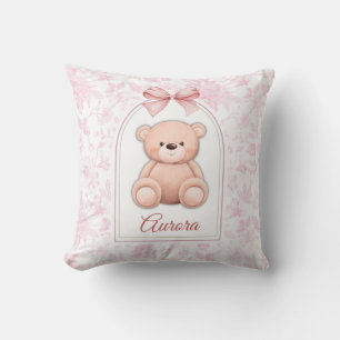 Cojín Decorativo Aurora Diseño de guardería de osito rosado perso