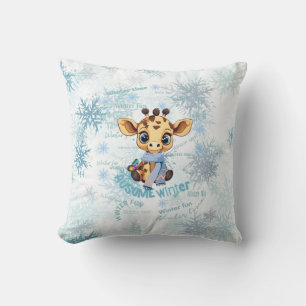 Cojín Decorativo Ausome Invierno – Jirafa Copo de Nieve Única