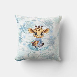 Cojín Decorativo AUsome Winter Giraffe – Cute Autism Awareness Snow