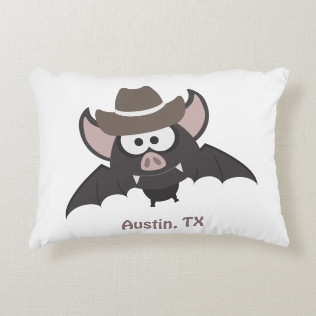 Cojín Decorativo Austin Texas Cute Personalizado Cowboy Bat (Anverso)