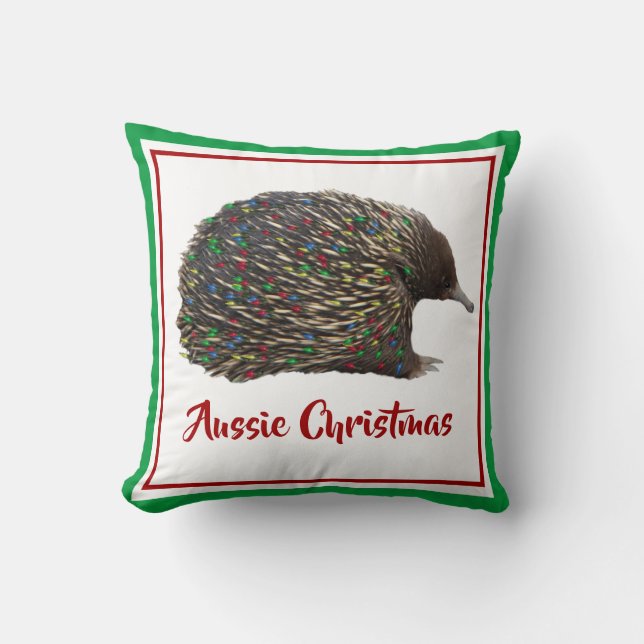 Cojín Decorativo Australia festiva Echidna con luces Navidades (Anverso)