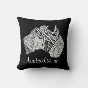 Cojín Decorativo Australia Souvenir Map Art Black and White