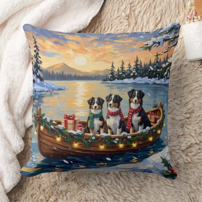Cojín Decorativo Australian Shepherd Christmas Boat Holiday (Manta)