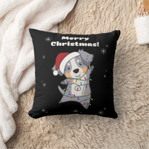 Cojín Decorativo Australian Shepherd Merry Christmas Winter
