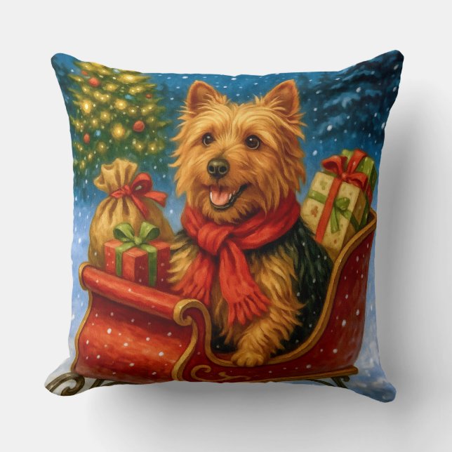 Cojín Decorativo Australian Terrier Holiday  (Anverso)