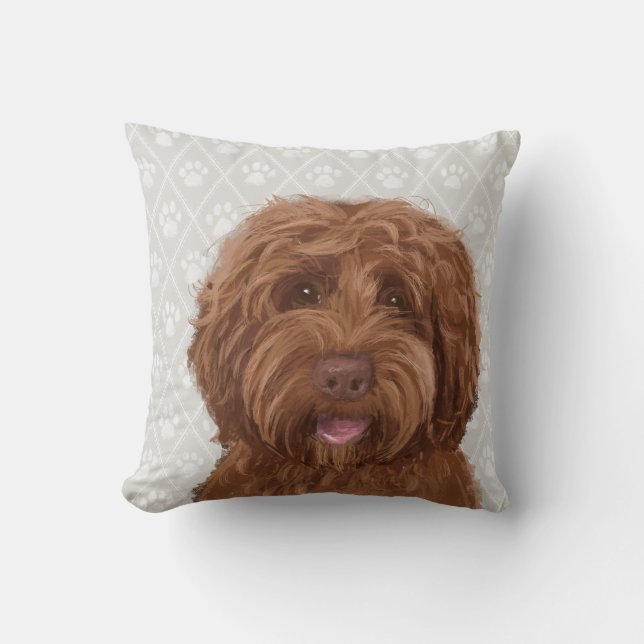 Cojín Decorativo Australiano Labradoodle/almohada de Goldendoodle (Anverso)