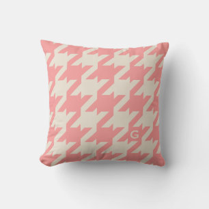 Cojín Decorativo Auténtico houndstap rosa moderno con monograma