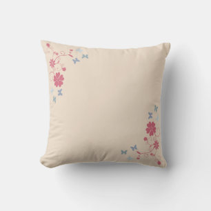Cojín Decorativo Auténticos acentos florales y mariposas en crema