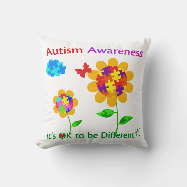 Cojín Decorativo Autismo Conciencia Girasol (Anverso)