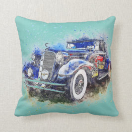 Cojín Decorativo Auto azul vintage