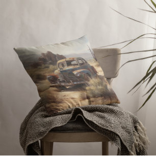 Cojín Decorativo Auto desierto en el desierto