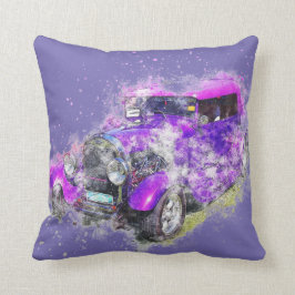 Cojín Decorativo Auto púrpura de vintage