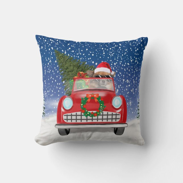 Cojín Decorativo Autobús De Perro Chihuahua En Navidades De Nieve (Anverso)