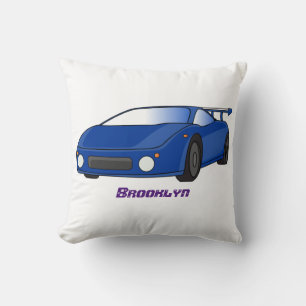 Cojín Decorativo Autobús deportivo azul con ilustracion aéreo