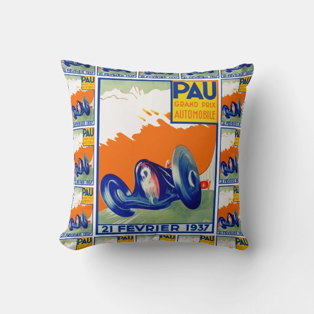 Cojín Decorativo Automóvil 1937 de Grand Prix de Pau (Anverso)