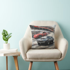 Cojín Decorativo Automóviles de Músculo Rojo y Negro