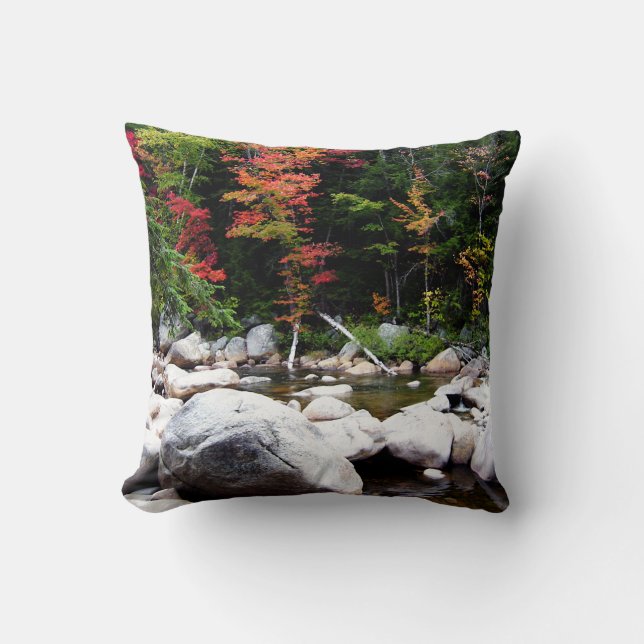 Cojín Decorativo Autopista Kancamagus en otoño (Anverso)