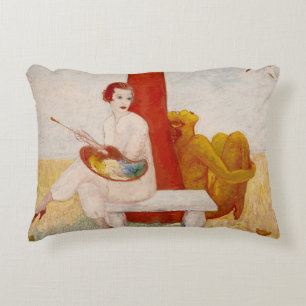 Cojín Decorativo Autoretrato con paleta, pintor y Fauno, 1915