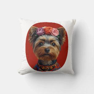 Cojín Decorativo Autorretrato de arte popular Yorkshire Terrier Yor