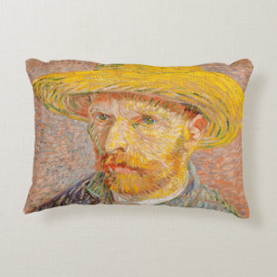 Cojín Decorativo Autorretrato de Vincent Van Gogh con sombrero de p