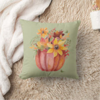 Autumn Boho Watercolor Pumpkin Green