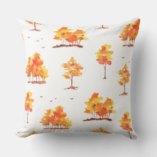Cojín Decorativo Autumn Forest Watercolor Pattern | Warm Fall Woodl