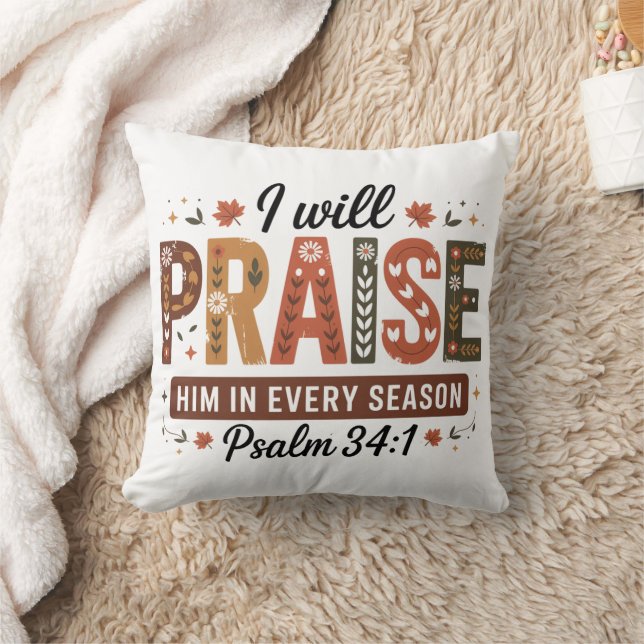 Cojín Decorativo Autumn Psalm 34:1 Throw Pillow (Manta)