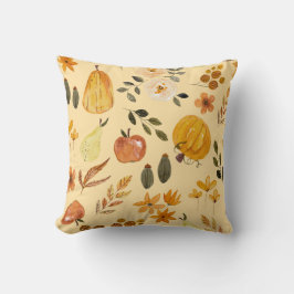 Cojín Decorativo Autumn Seamless Pattern Pumpkin & Fall Leaves