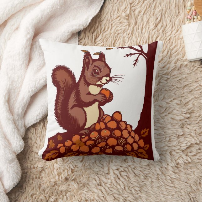Cojín Decorativo 🐿️ Autumn Squirrel Decorative Pillow (Manta)