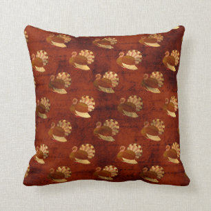 Cojín Decorativo Autumn Turkeys on Burnt Orange