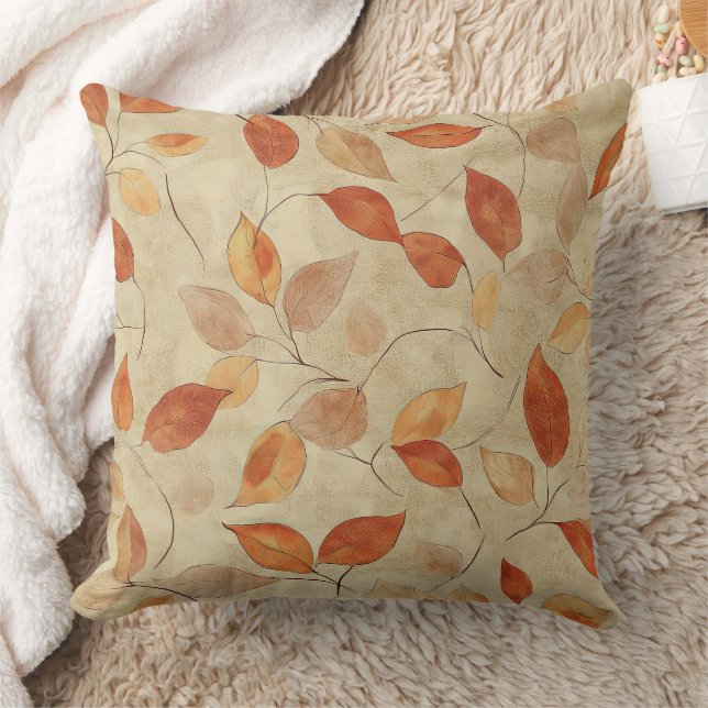 Cojín Decorativo Autumn Whisper - Fall Leaves in Warm Earth Tones (Manta)