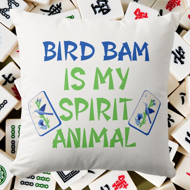 Cojín Decorativo Ave Bam es mi espíritu Animal Mahjong Bird Tiles (Subido por el creador)