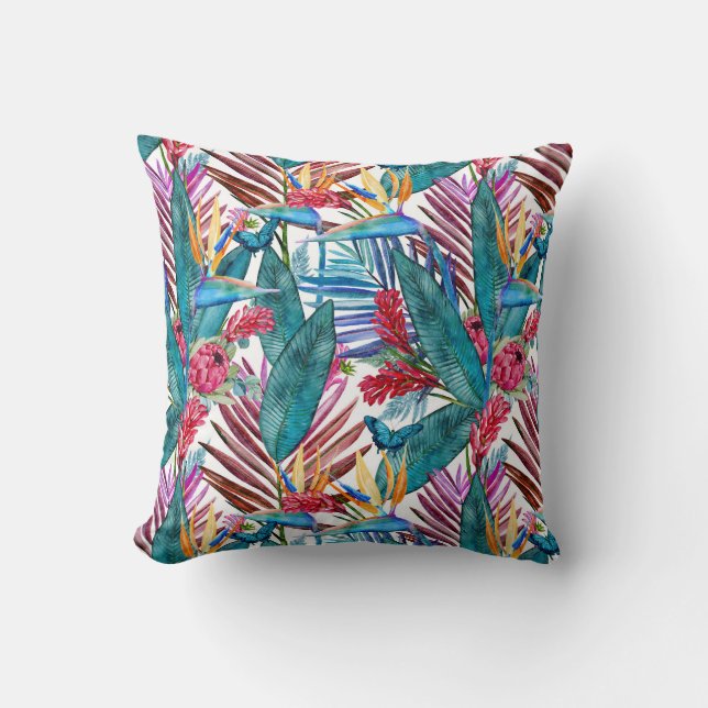 Cojín Decorativo Ave Tropical del Paraíso (Anverso)