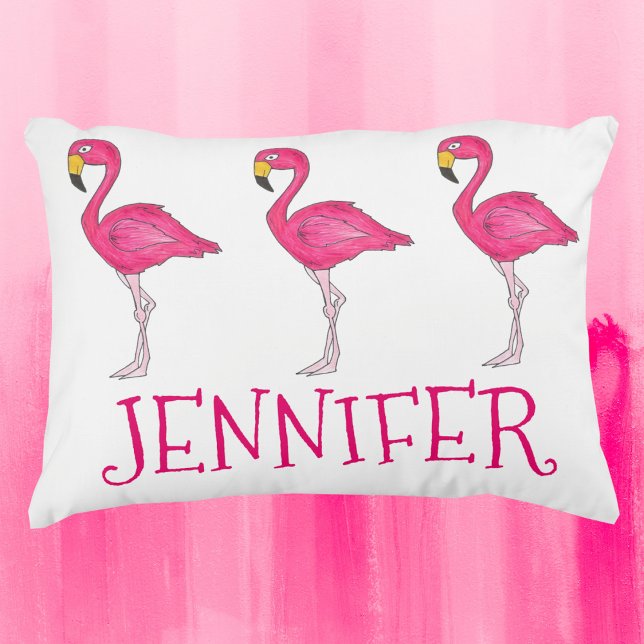 Cojín Decorativo Ave tropical Flamingo Rosado Personalizado (Personalized flamingo pillow)