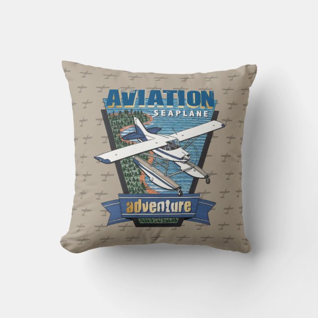Cojín Decorativo Aventura de Aviación Marítima (Anverso)