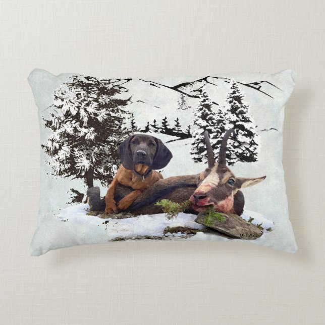 Cojín Decorativo Aventura de caza de cabras de montaña (Anverso)