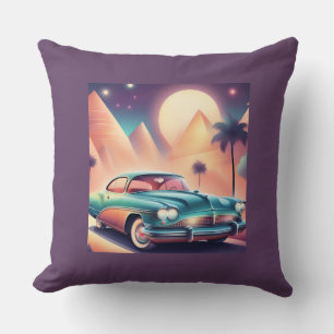 Cojín Decorativo Aventura de viaje en coche clásico retro