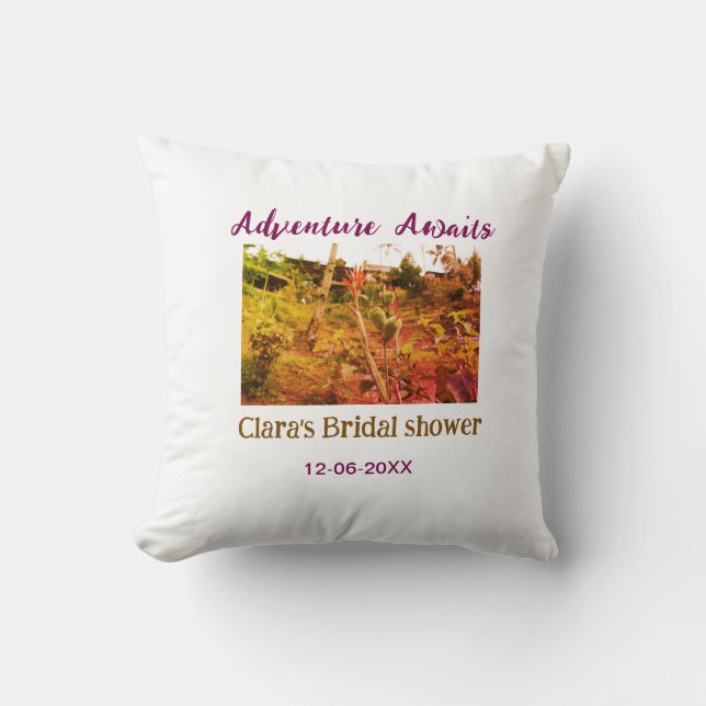 Cojín Decorativo aventura en campos de arroz espera nombre de despe (Anverso)