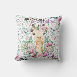 Cojín Decorativo Aventura espera a bebé GIRAFFE Floral púrpura con 