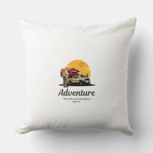 Cojín Decorativo Aventura viaje por carretera camping camión explor